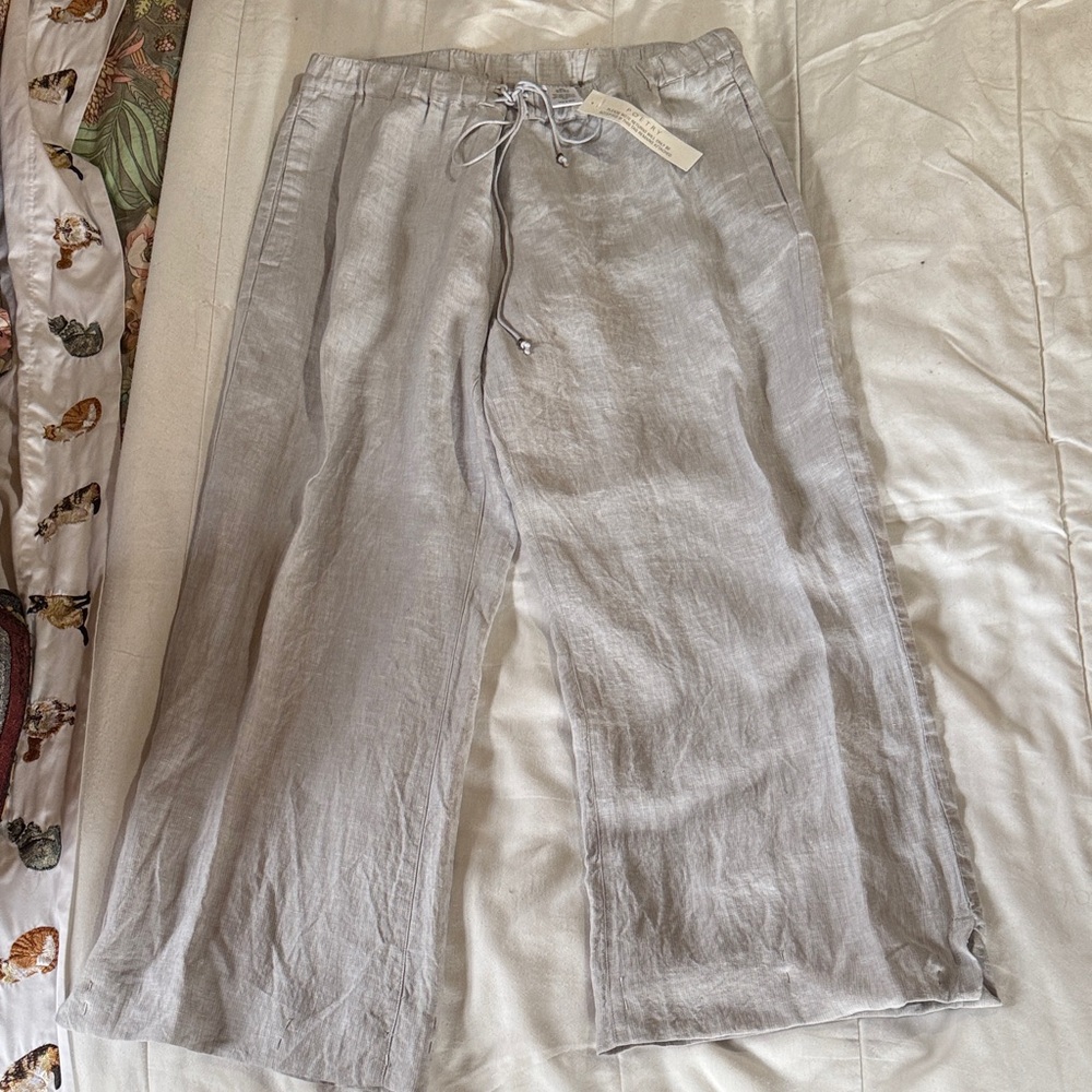 Poetry New Light Gray Linen Pants